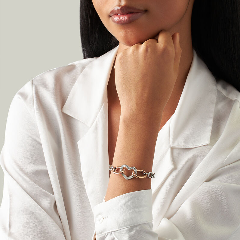 Bracciale Aura Acciaio Bicolore Bianco / Rosa Cristallo - Bracciali Love Donna | Stroili