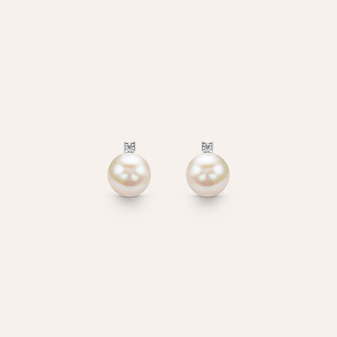 Orecchini Lobo Gold Pearls Oro Bianco Perla D'Acqua Dolce Diamante - Orecchini a Lobo Donna | Stroili