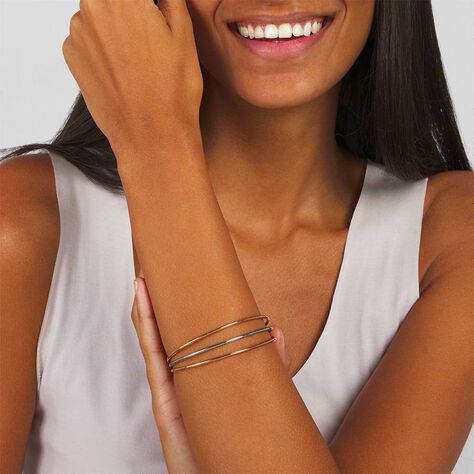 Bangle Sunrise Acciaio Bicolore Bianco / Rosa - Bracciali Rigidi Donna | Stroili