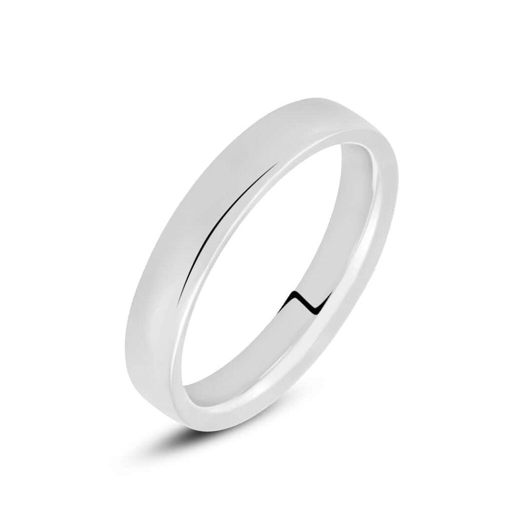 Fede Comoda Leggera Squadrata 4 mm Oro Bianco