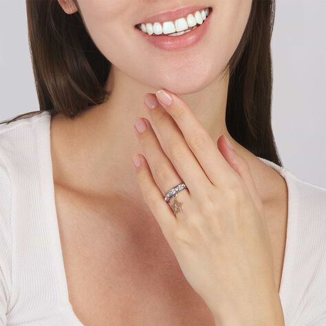 Anello Fantasia Sunrise Acciaio Bicolore Bianco / Rosa Cristallo - Anelli con Ciondoli Donna | Stroili