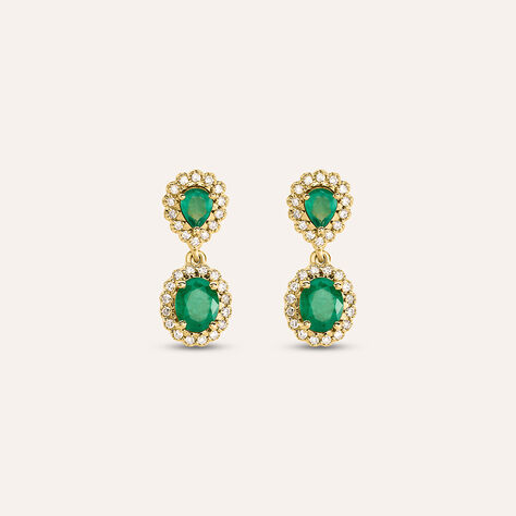Orecchini Pendenti Charlotte Oro Giallo Smeraldo Diamante Diamante - Orecchini Pendenti Donna | Stroili