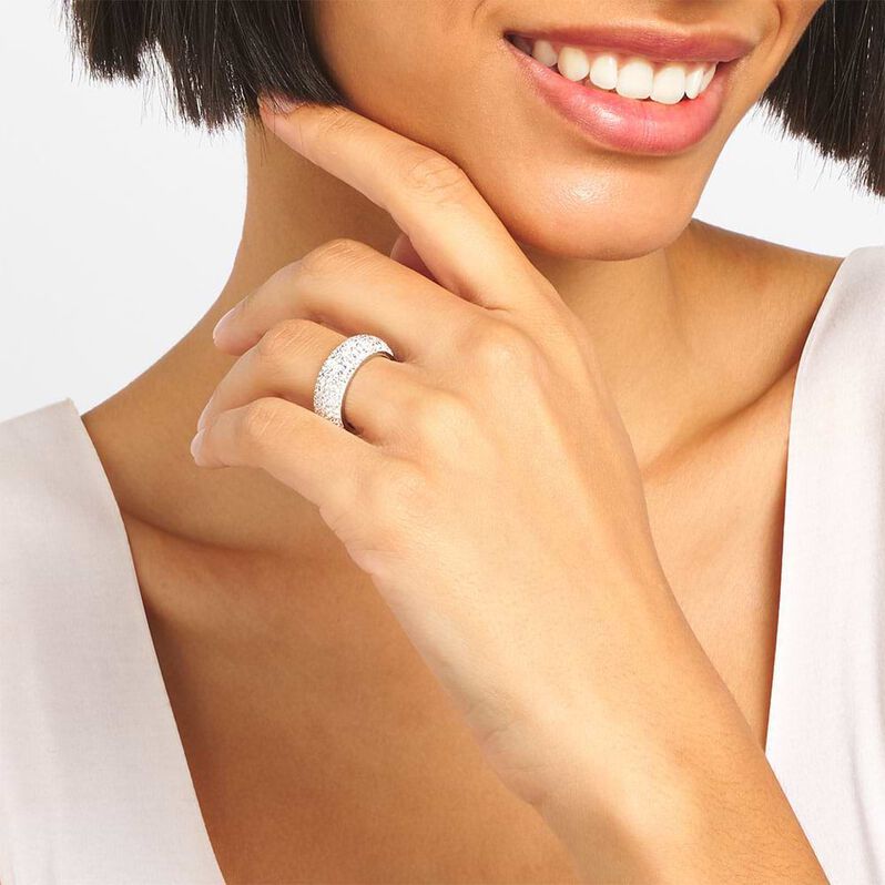 Anello Fascia Aura Acciaio Cristallo - Anelli a Fascia Larga Donna | Stroili