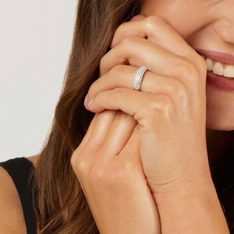 Anello Fascia Claire Oro Bianco Cubic Zirconia - Anelli a Fascia Larga Donna | Stroili