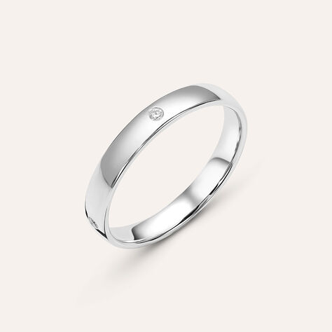 Fede Comoda 3.1 mm Oro Bianco Diamante - Anelli con Incisione Unisex | Stroili