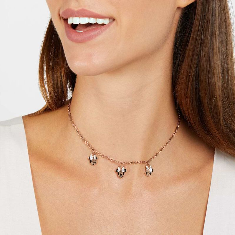 Collana Mickey Mouse & Friends Acciaio Rosa Cristallo - Collane Donna | Stroili