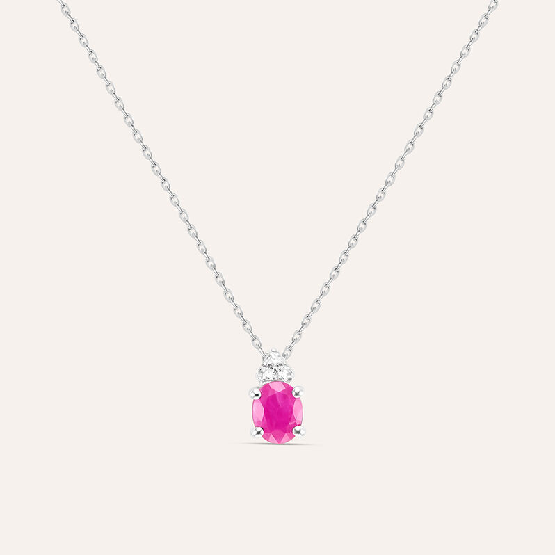Collana Punto Luce Elizabeth Crown Oro Bianco Rubino Diamante - Collane Punto Luce Donna | Stroili