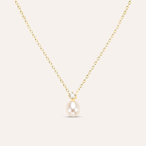 Collana Gabrielle Oro Giallo Perla D'Acqua Dolce Cubic Zirconia - Collane Donna | Stroili