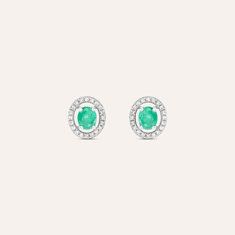 Orecchini Lobo Punto Luce Elizabeth Crown Oro Bianco Smeraldo Diamante - Orecchini a Lobo Donna | Stroili