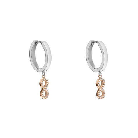 Orecchini A Cerchio Sunrise Acciaio Bicolore Bianco / Rosa Cristallo - Orecchini a Cerchio Donna | Stroili