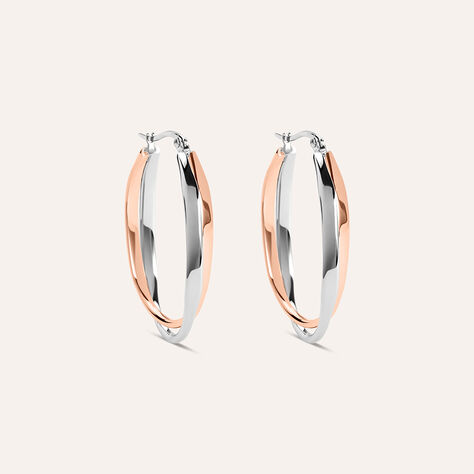 Orecchini A Cerchio Sunrise Acciaio Bicolore Bianco / Rosa - Orecchini a Cerchio Donna | Stroili