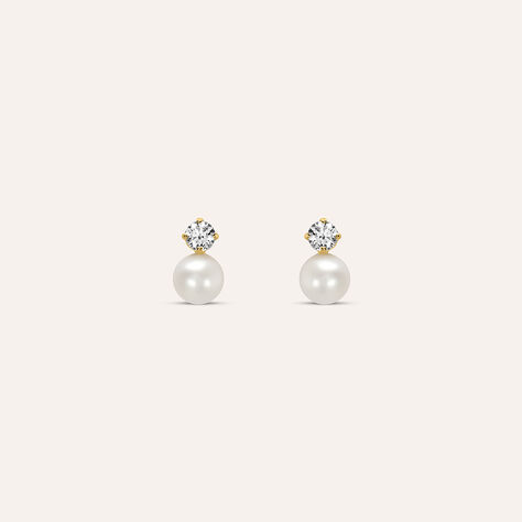 Orecchini Lobo Bon Ton Oro Giallo Perla D'Acqua Dolce Cubic Zirconia - Orecchini a Lobo Donna | Stroili