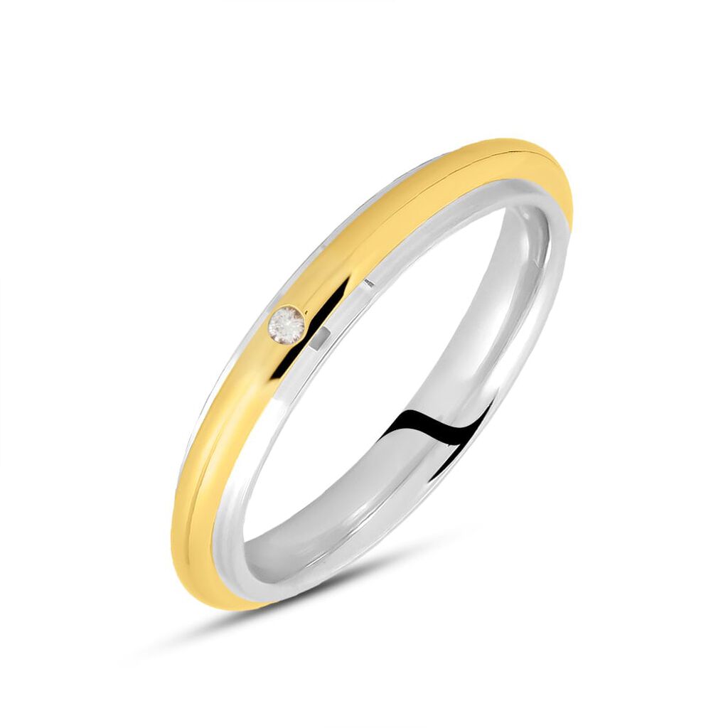 Fede Comoda 3 mm Oro Bicolore Diamante