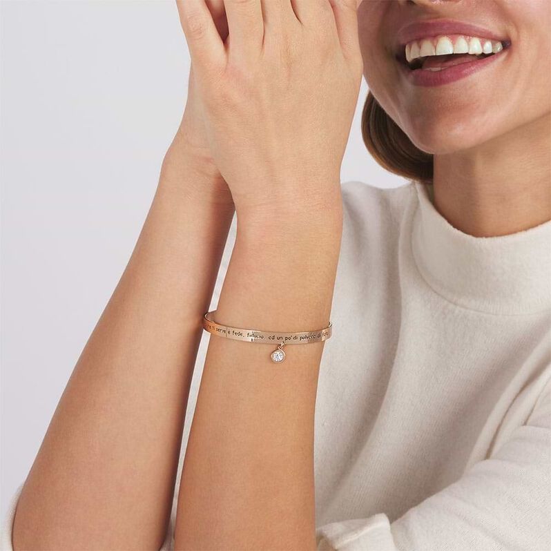 Bangle Sunrise Acciaio Rosa Cristallo - Bracciali Rigidi Donna | Stroili