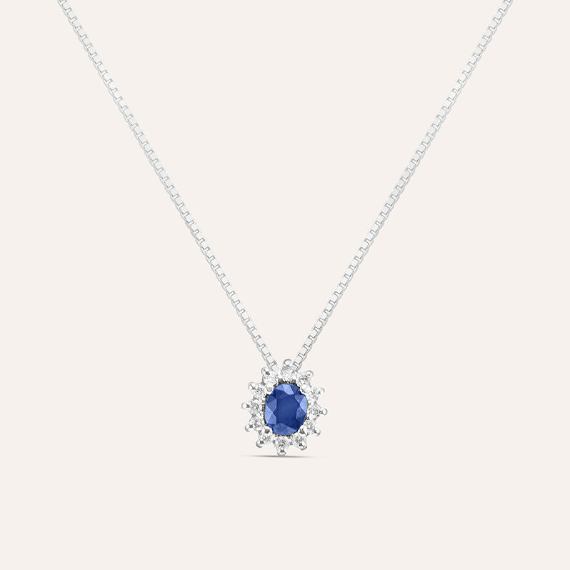 Collana Elizabeth Crown Oro Bianco Zaffiro Diamante - Collane Donna | Stroili