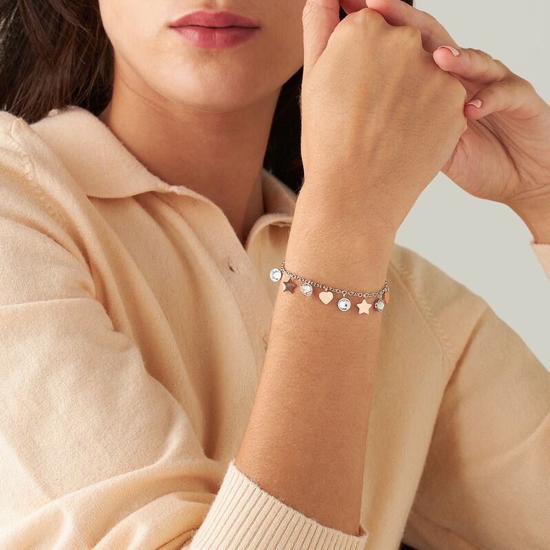 Bracciale Sunrise Acciaio Bicolore Bianco / Rosa Cristallo - Bracciali Donna | Stroili