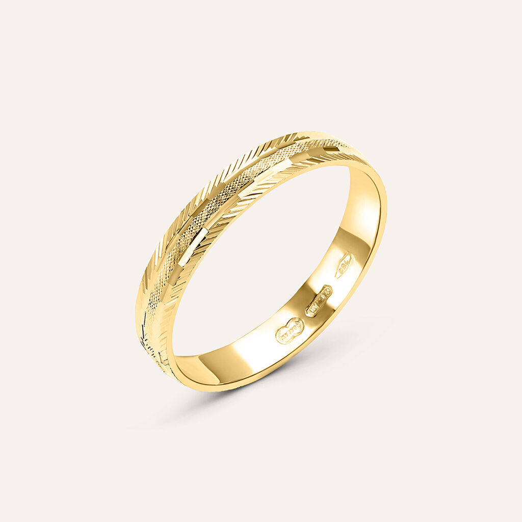 Fede Classica Diamantata 3 mm Oro Giallo