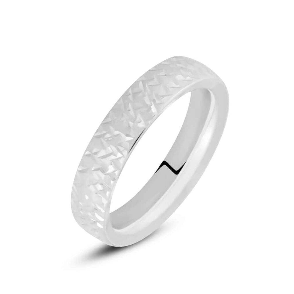 Fede Comoda Leggera Squadrata 4 mm Oro Bianco