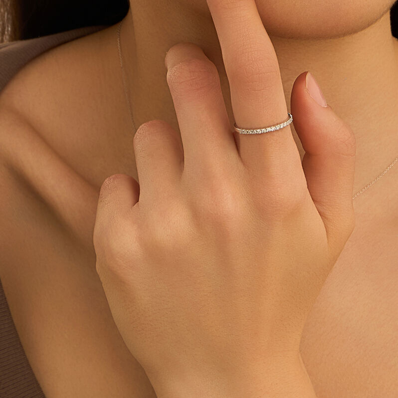 Anello Semi-eternity Sophia Oro Bianco Diamante - Anelli con Pietre Donna | Stroili