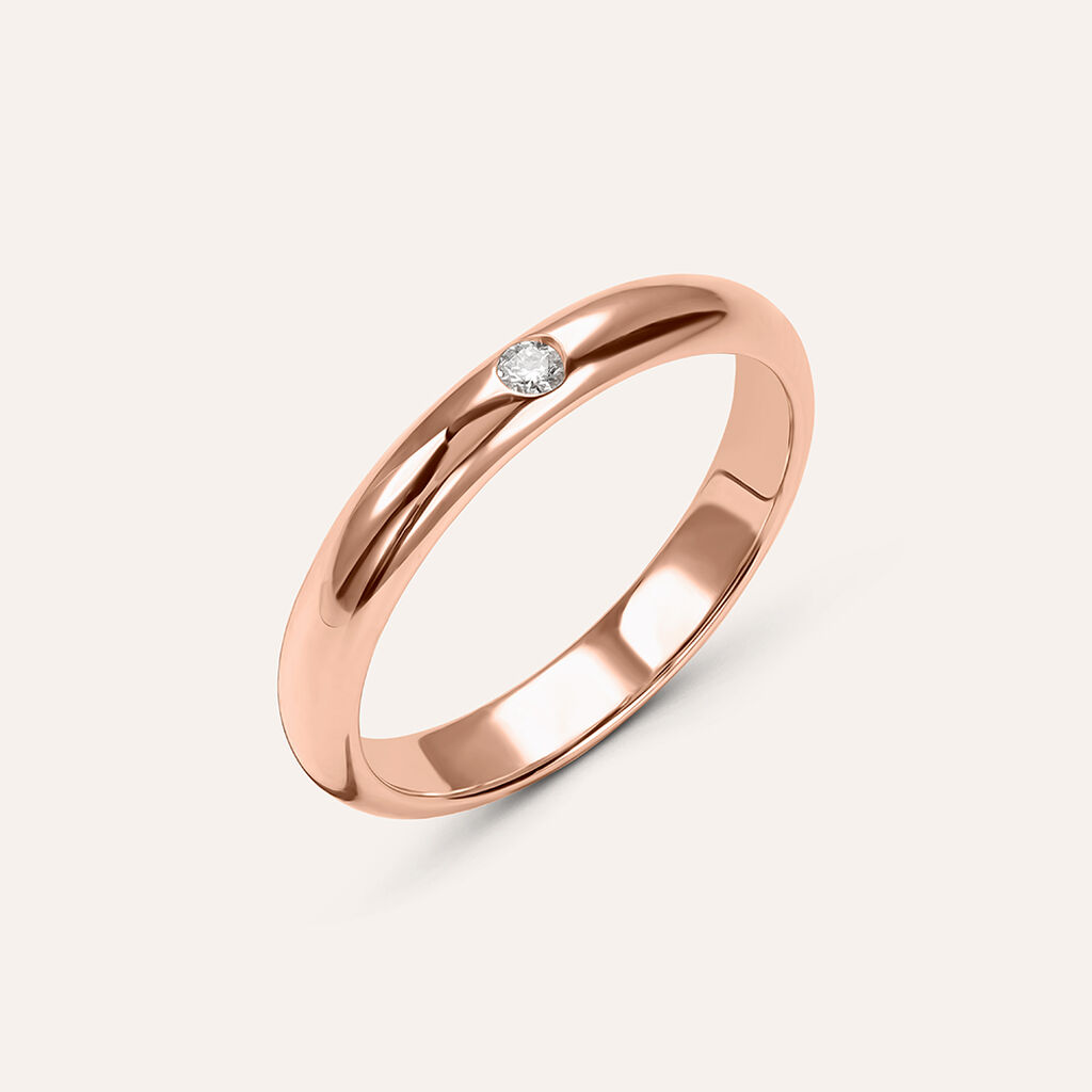 Fede Classica Leggera 3.2 mm Oro Rosa Diamante