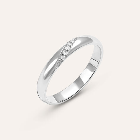 Fede Comoda 3 mm Oro Bianco Diamante - Anelli con Incisione Donna | Stroili