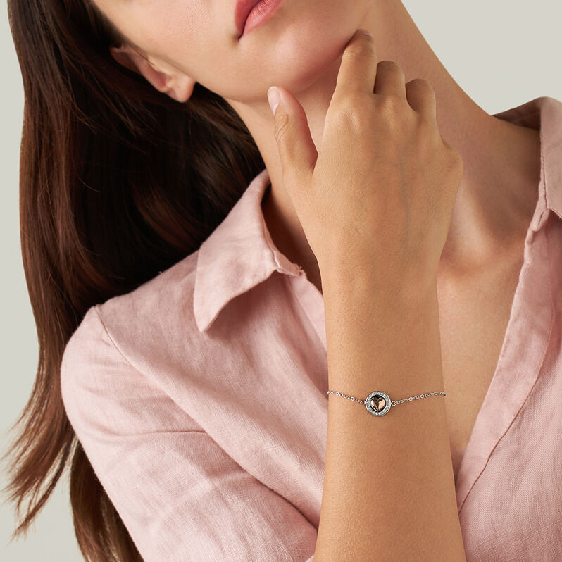 Bracciale Sunrise Acciaio Rosa Cristallo - Bracciali con Incisione Donna | Stroili