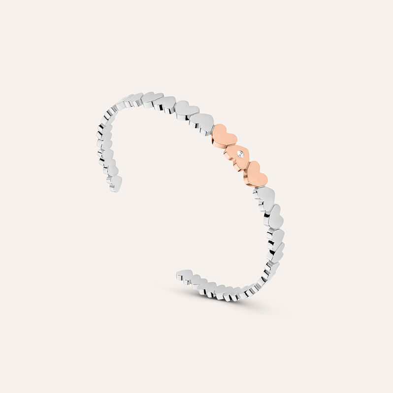 Bangle Sunrise Acciaio Bicolore Bianco / Rosa Cristallo - Bracciali Rigidi Donna | Stroili