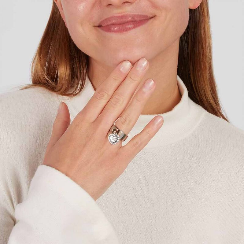 Anello Fascia Sunrise Acciaio Bicolore Bianco / Rosa Cristallo - Anelli con Ciondoli Donna | Stroili