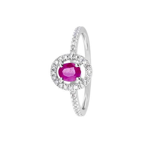 Anello Solitario Elizabeth Crown Oro Bianco Rubino Diamante - Anelli con Pietre Donna | Stroili