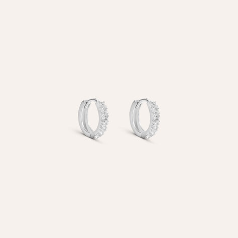 Orecchini A Cerchio Toujours Oro Bianco Cubic Zirconia - Orecchini a Cerchio Donna | Stroili