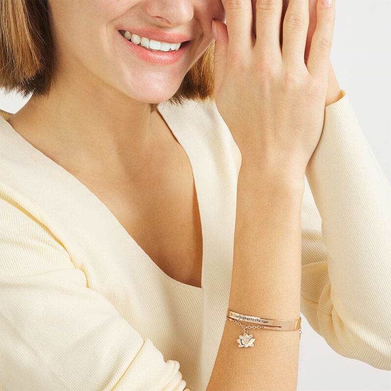 Bangle Sunrise Acciaio Rosa Cristallo - Bracciali Rigidi Donna | Stroili
