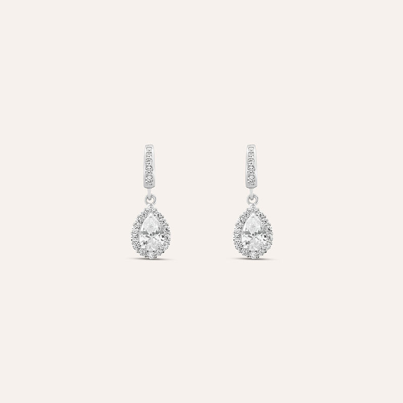 Orecchini Lobo Claire Oro Bianco Cubic Zirconia - Orecchini a Lobo Donna | Stroili