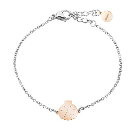 Bracciale coccinella in acciaio rosato e cristalli - Bracciali Donna | Stroili
