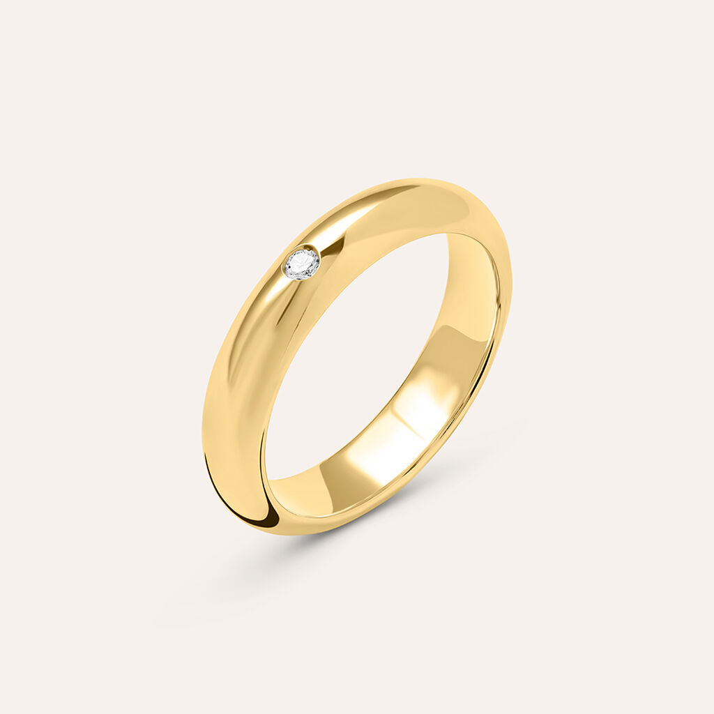 Fede Classica Leggera 4 mm Oro Giallo Diamante